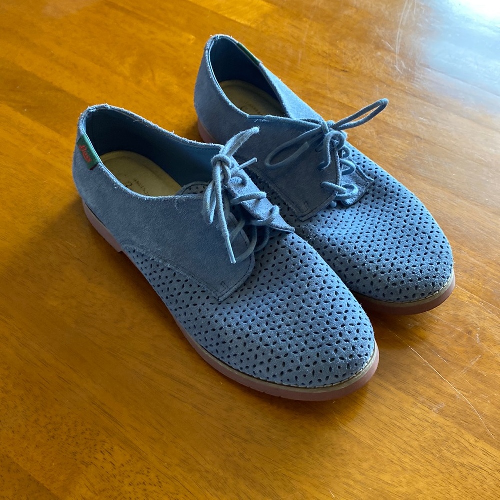 Bass Ellis Blue Suede Shoes 8.5 VGUC - Picture 1 of 10